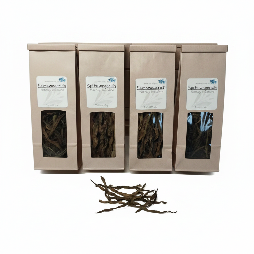 Spitzwegerich – Naturfutter für Garnelen, Krebse, Schnecken und Welse 6 g.