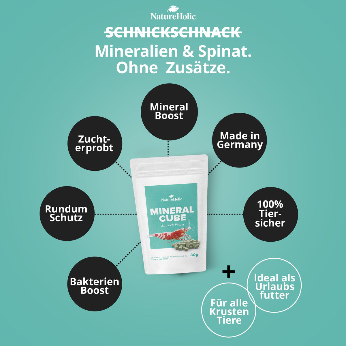 NatureHolic - MineralCube - Spinach Power - 47ml - Mineralversorgung + Ferienfutter