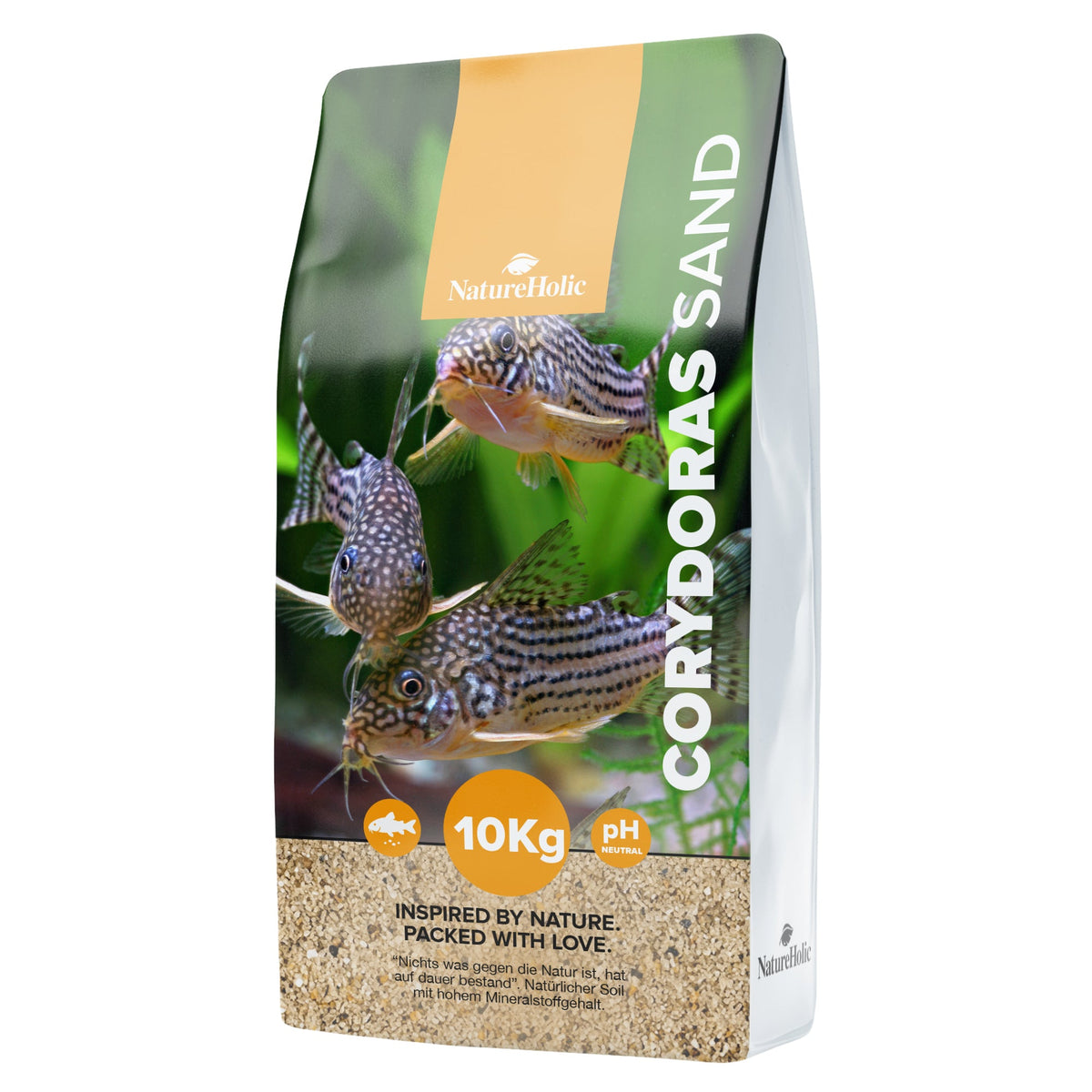 NatureHolic - Corydoras Sand 10 kg - Spezialbodengrund für Panzerwelse