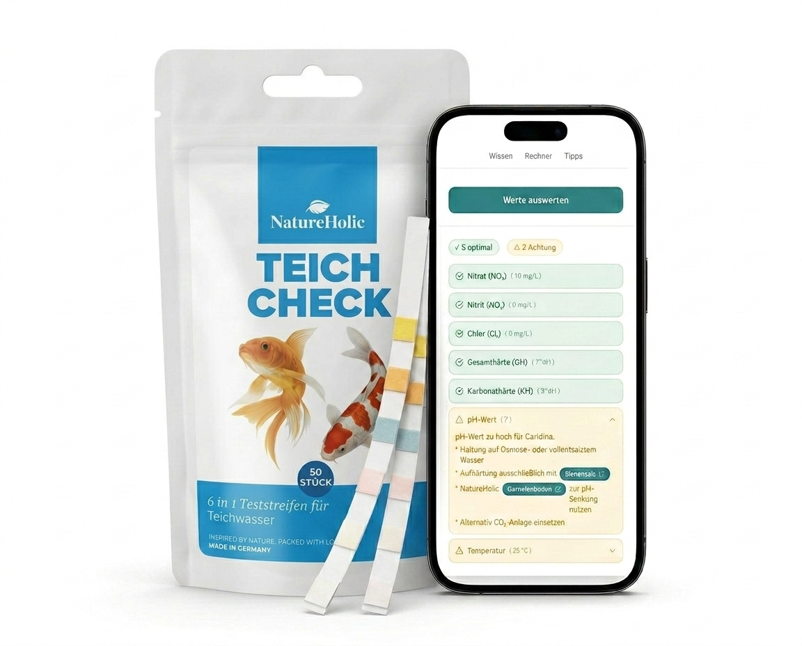 NatureHolic Teich Check 6-in-1 Wassertest - Teststreifen für den Gartenteich