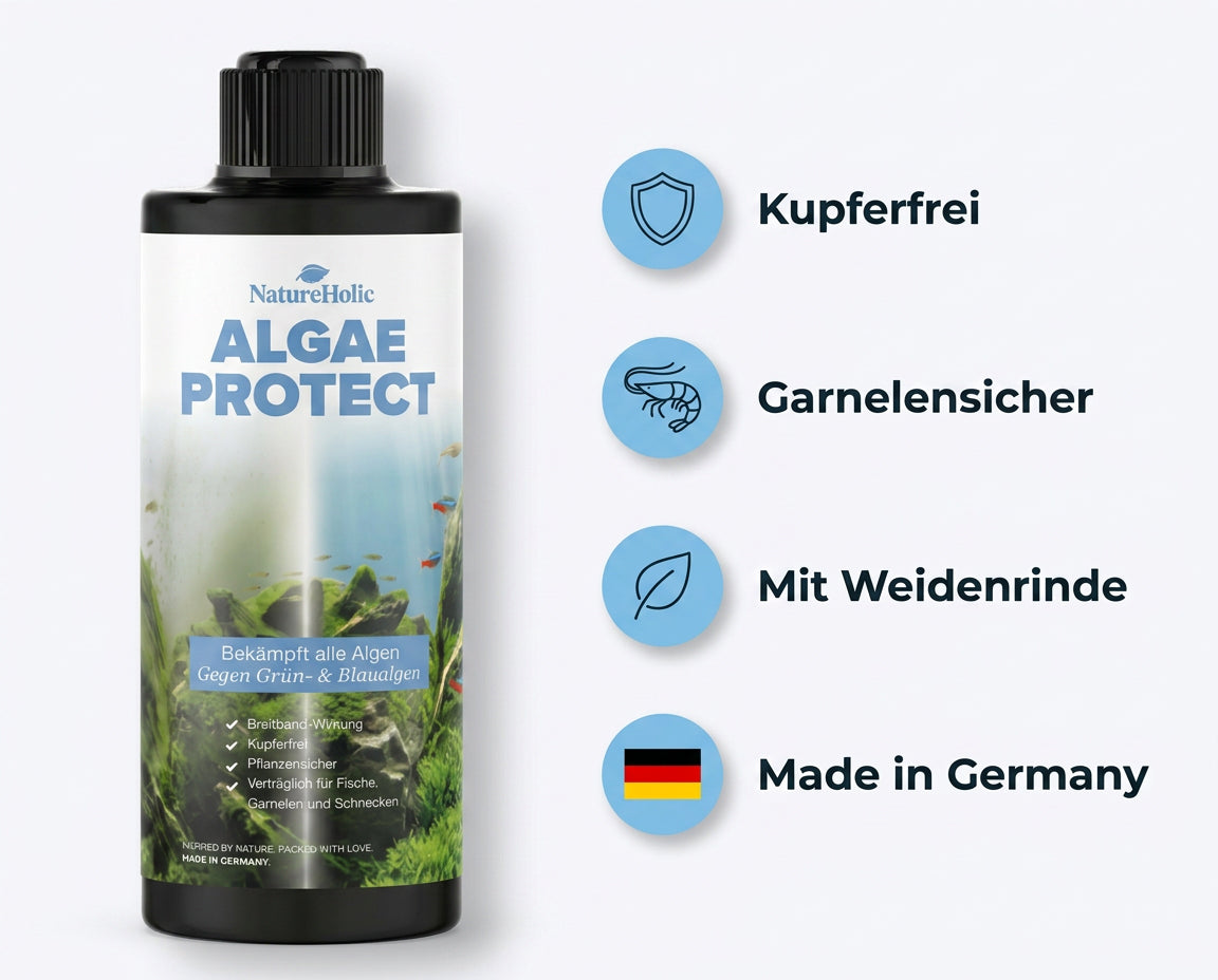 NatureHolic Algae Protect - Algen Entferner gegen die häufigsten Aquarium Algen 500ml