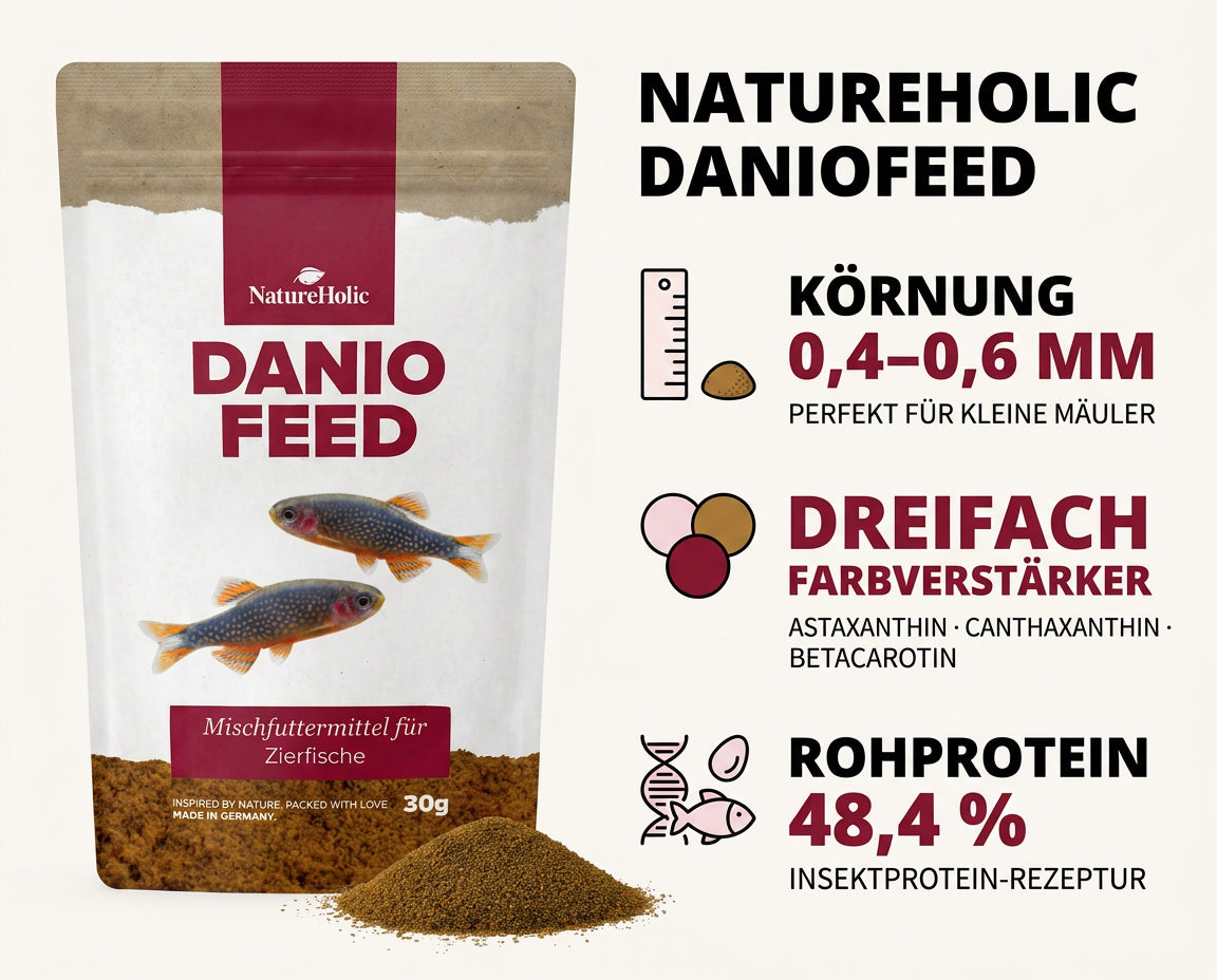 NatureHolic DanioFeed - Fischfutter für Perlhuhnbärblinge und sonstige Danio Arten - 30g