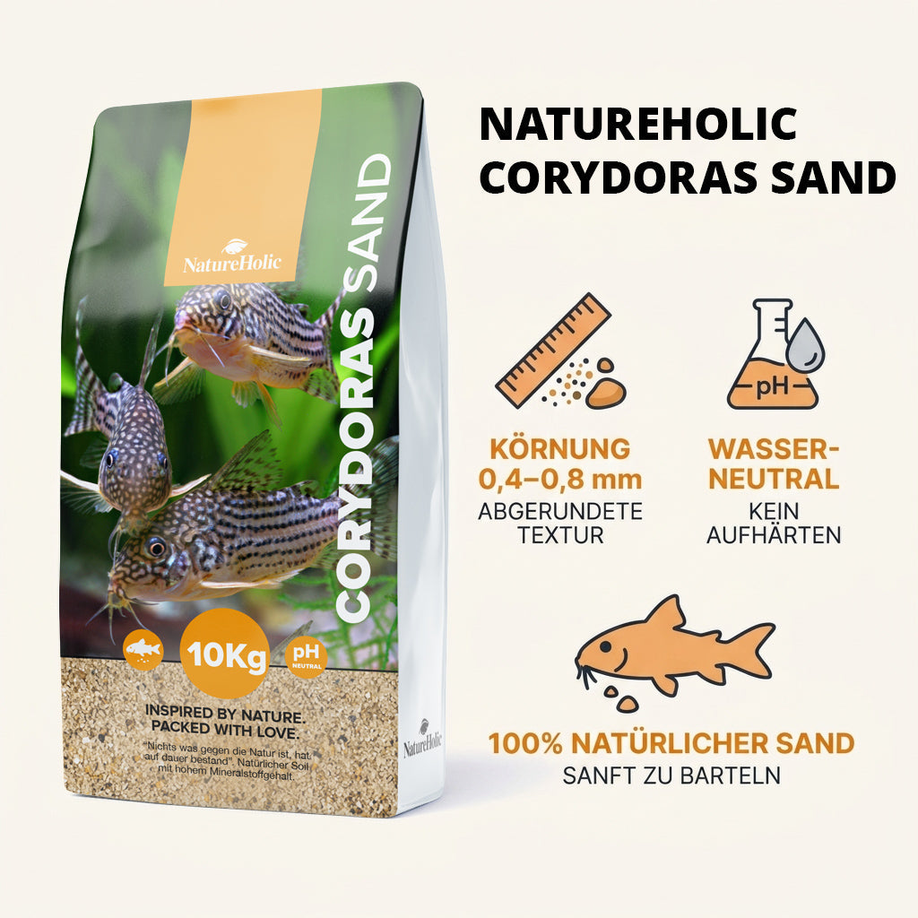 NatureHolic - Corydoras Sand 10 kg - Spezialbodengrund für Panzerwelse