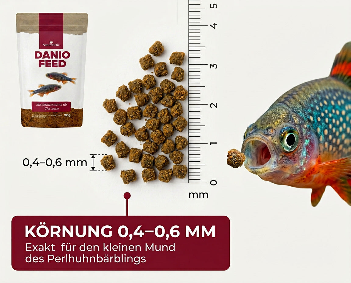 NatureHolic DanioFeed - Fischfutter für Perlhuhnbärblinge und sonstige Danio Arten - 30g