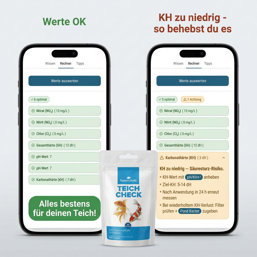 NatureHolic Teich Check 6-in-1 Wassertest - Teststreifen für den Gartenteich