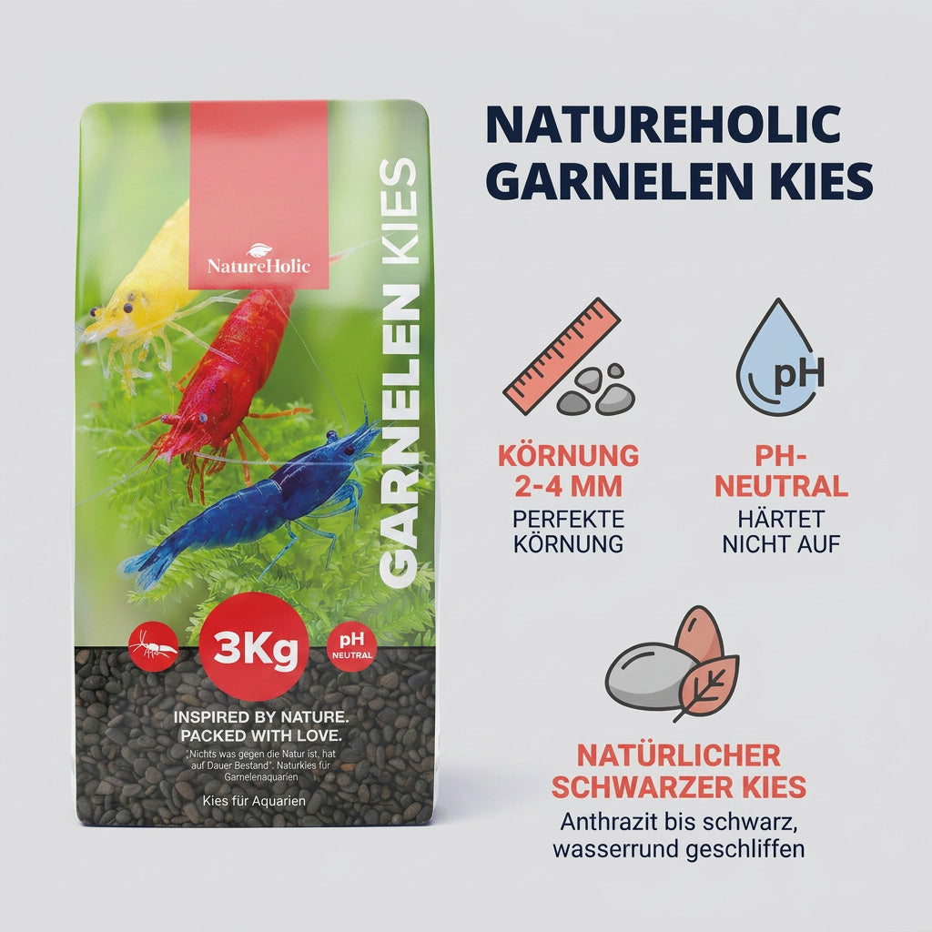 NatureHolic - Garnelen Kies – Schwarzer Naturkies 3 kg