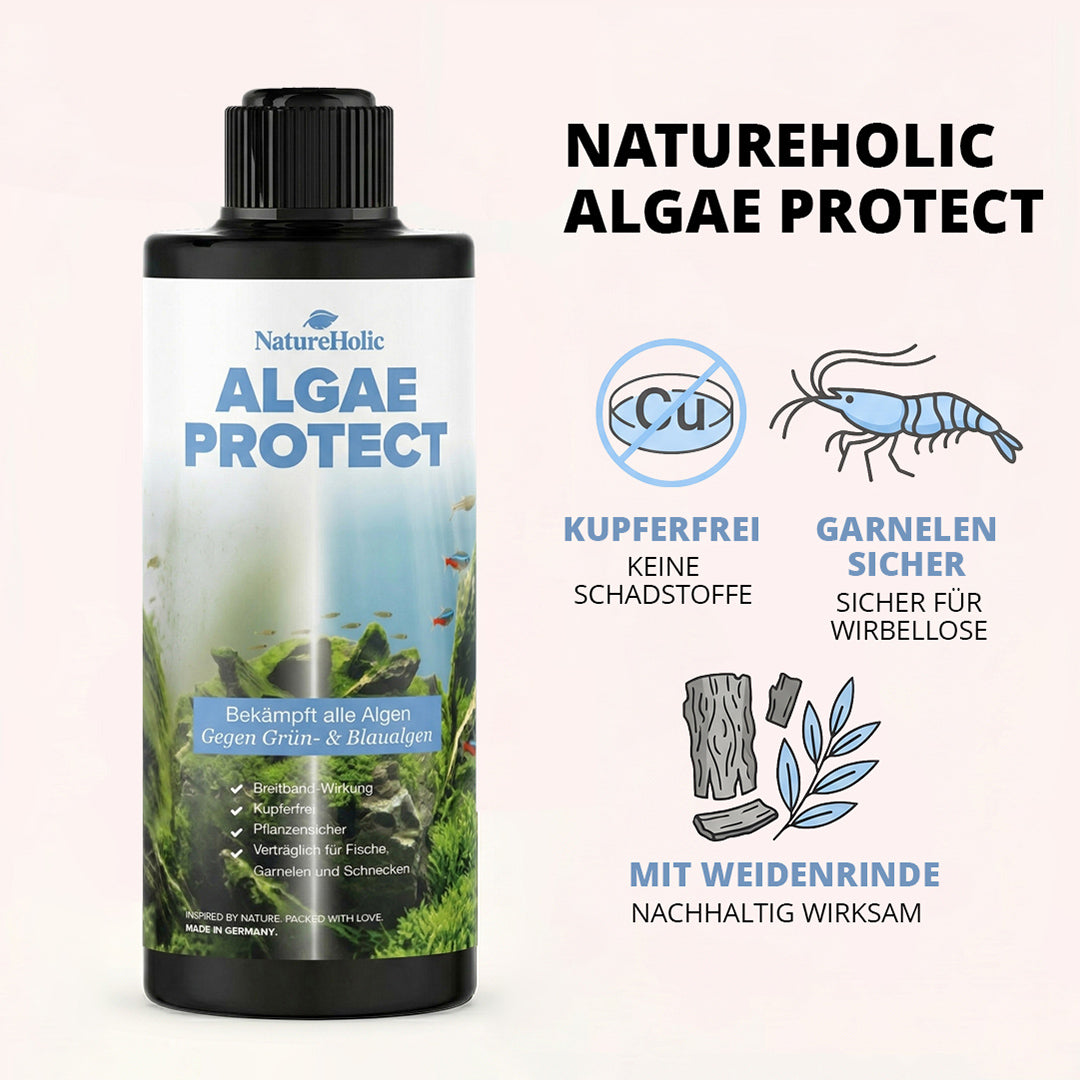 NatureHolic Algae Protect - Algen Entferner gegen die häufigsten Aquarium Algen 500ml