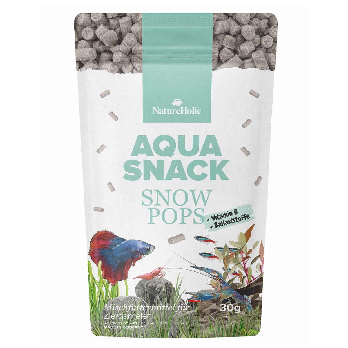 NatureHolic AquaSnack Snow Pops - 30g - Wochenendfutter / Ferienfutter für Garnelen & co.