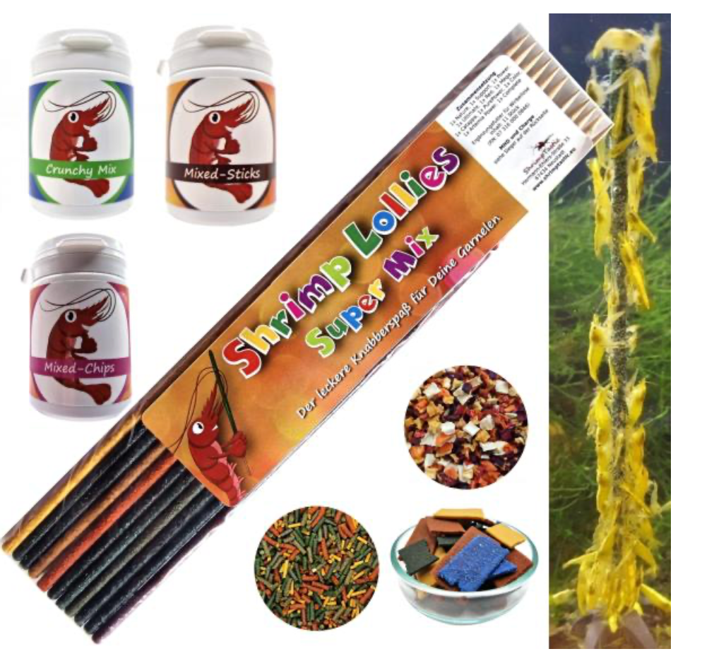 Mix-Futter-Set /  Shrimp-Lollies Super-Mix (11 Stück) / Futter-Sticks-Mix (50g) / Mixed-Chips (35g)