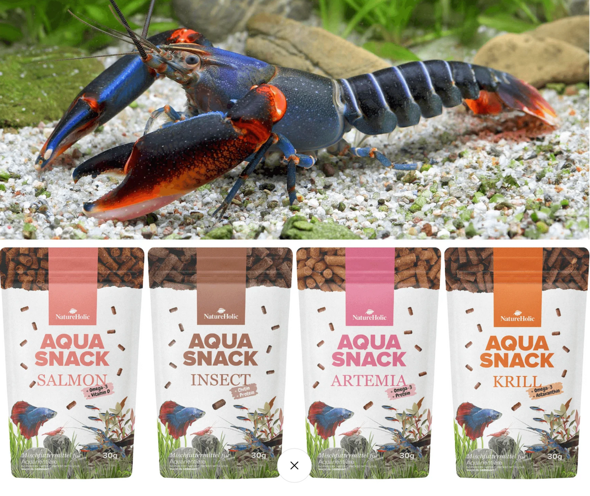 Snackbundle für Flusskrebse - Insect - Krill - Artemia - Salmon