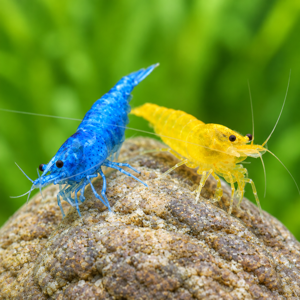 Blau / Gelber Mix 10 Stück – Neocaridina davidi
