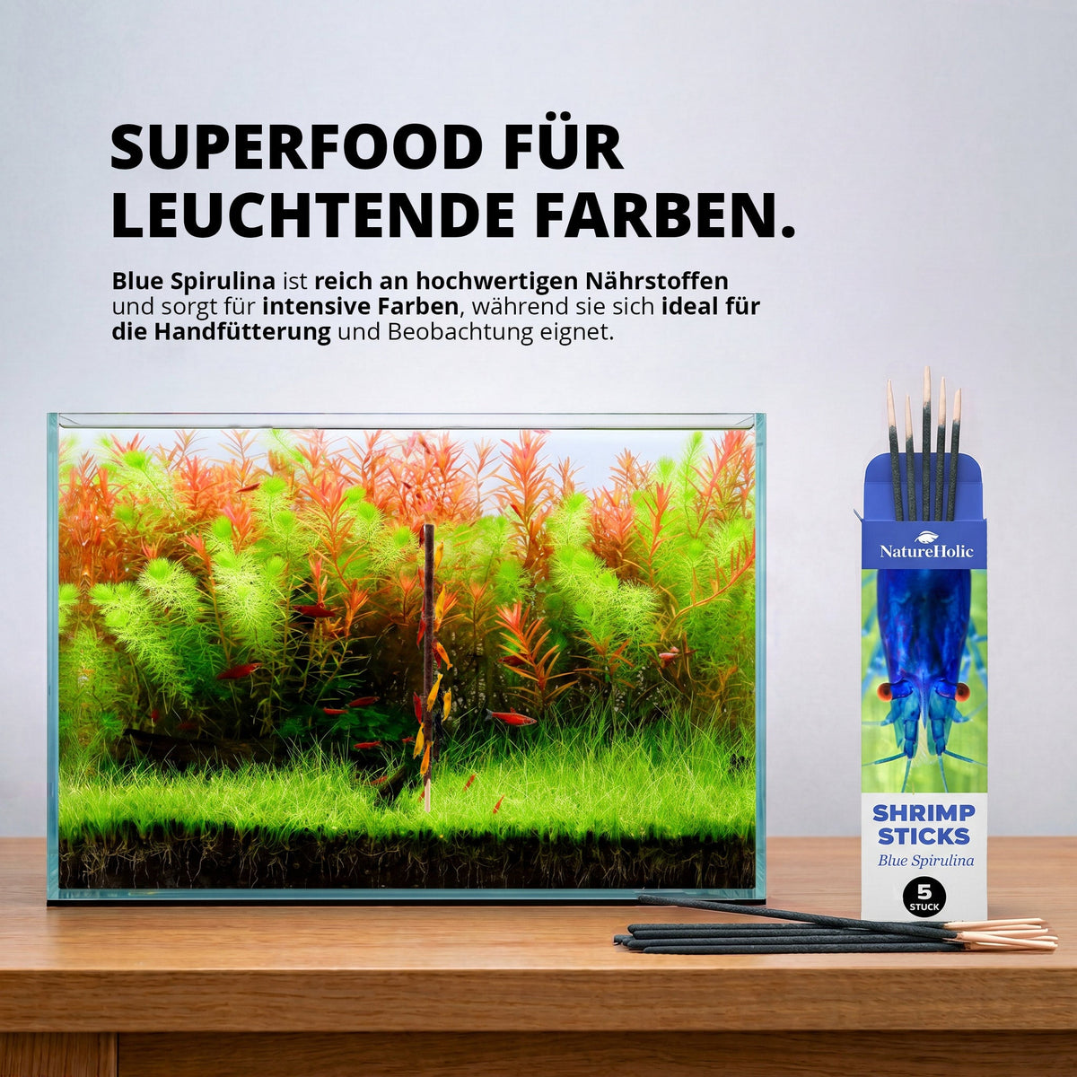 NatureHolic - Garnelen Lollies „Blue Spirulina“ - 5 Lollis fürs Aquarium
