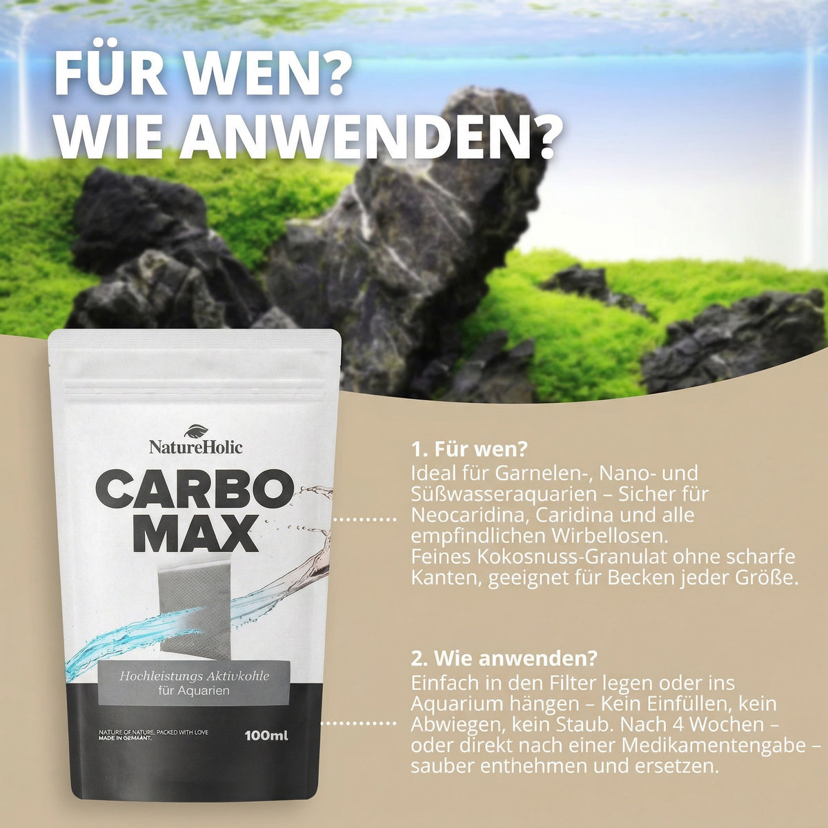 NatureHolic - Carbo Max - Aktivkohle fürs Aquarium - 100ml