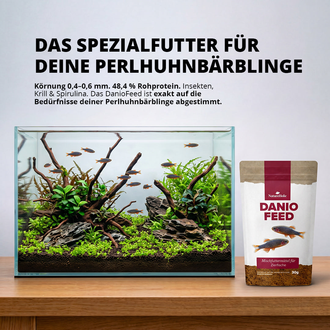 NatureHolic DanioFeed - Fischfutter für Perlhuhnbärblinge und sonstige Danio Arten - 30g