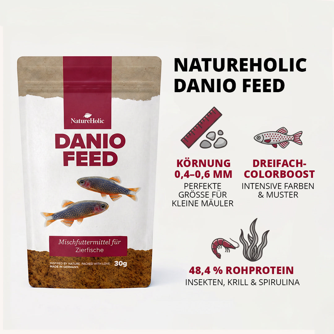 NatureHolic DanioFeed - Fischfutter für Perlhuhnbärblinge und sonstige Danio Arten - 30g