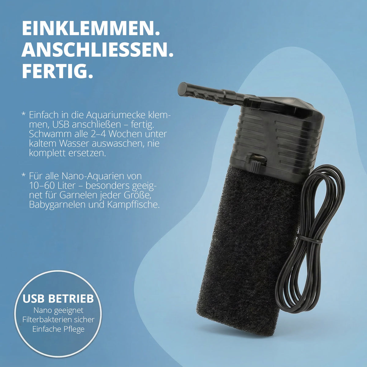 NatureHolic Nano Eckfilter – Der Garnelenfilter - 100% Garnelen- & babysicher