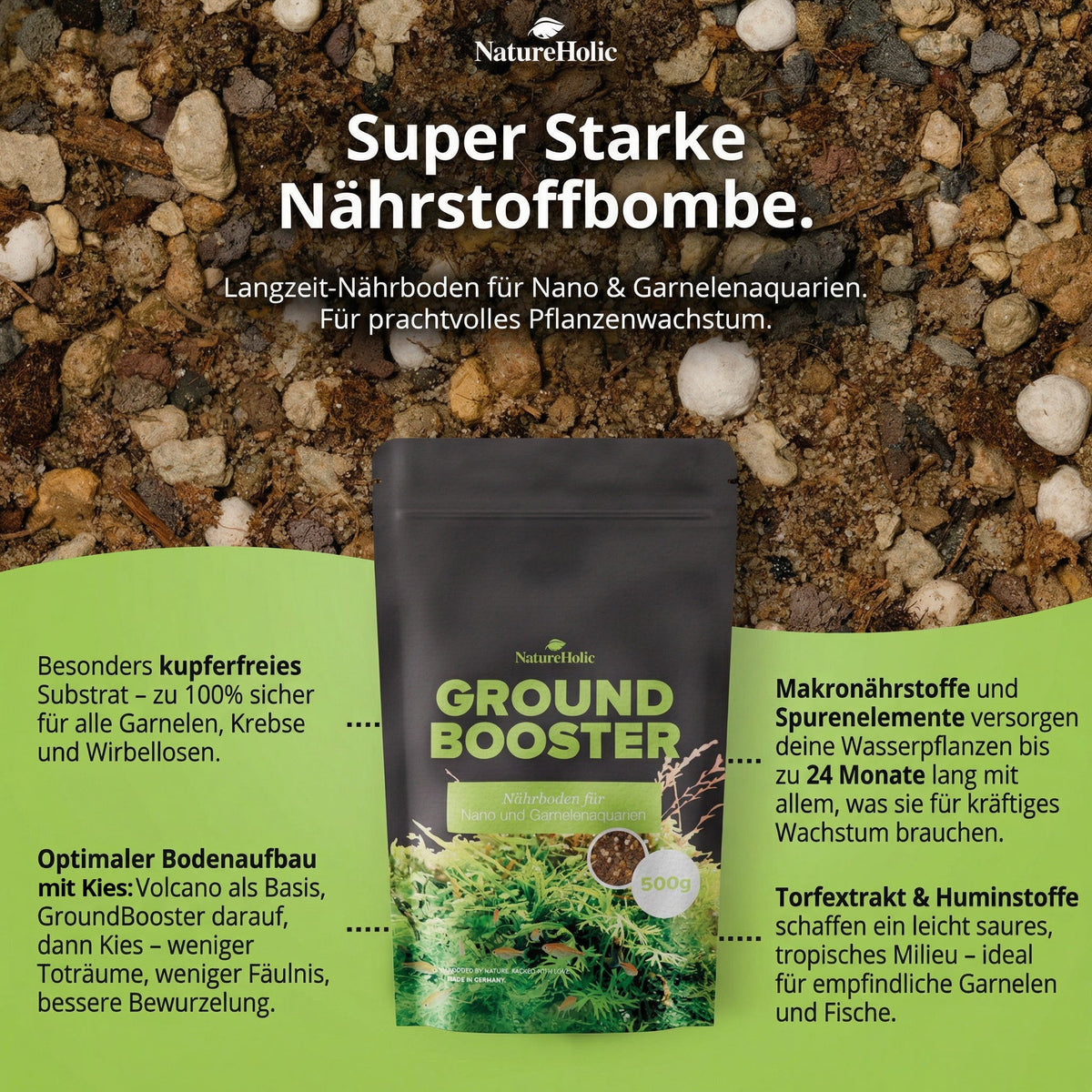 Natureholic - GroundBooster - Nährboden für Nano & Garnelenaquarien