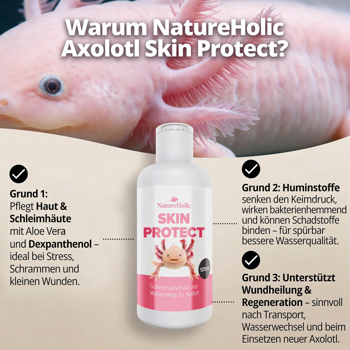 NatureHolic Axolotl Skin Protect - 125ml Schleimhautschutz & Hautpflege für Axolotl