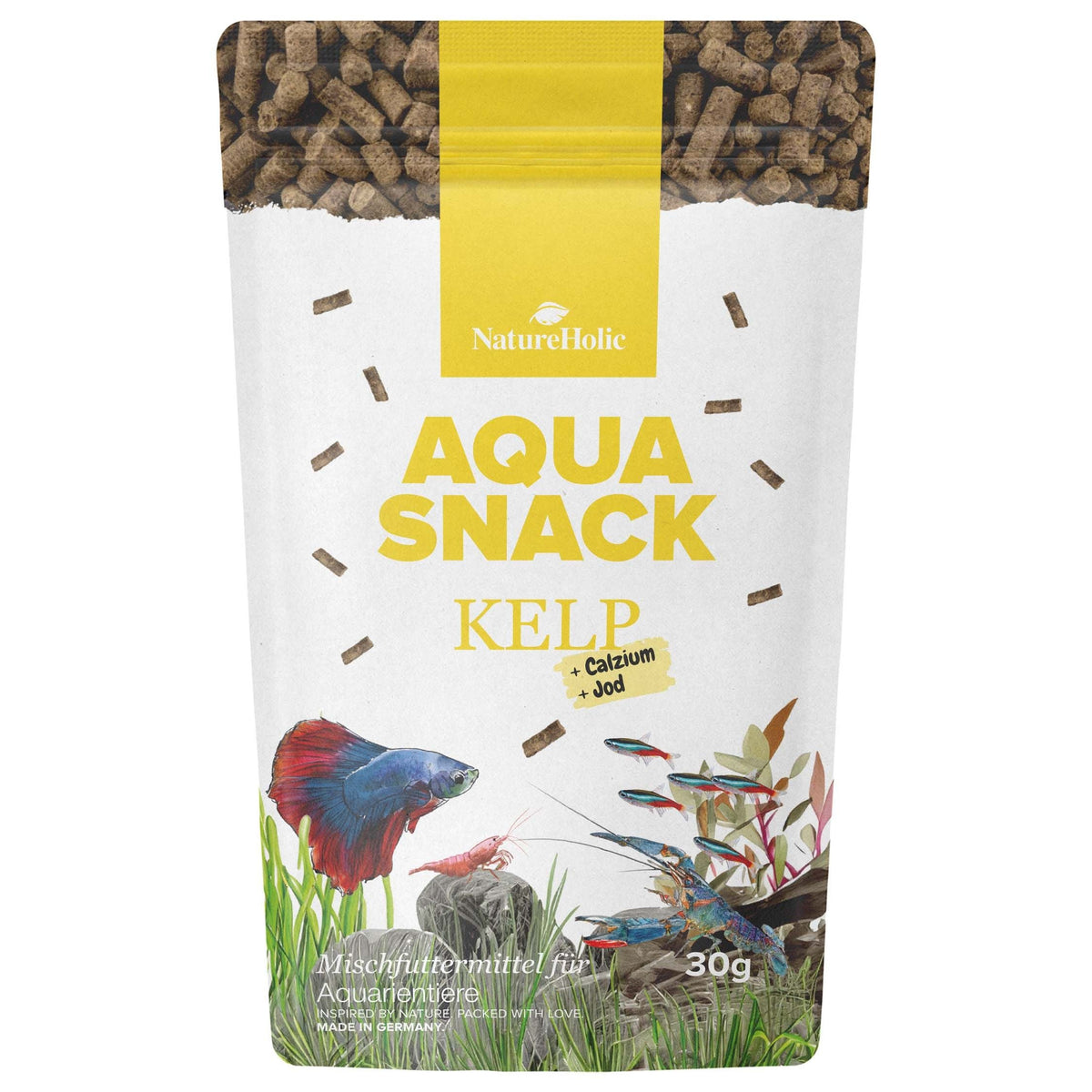 NatureHolic - AquaSnack Kelp Sticks - 30g | Perfektes Algenfutter für Aufwuchsfresser