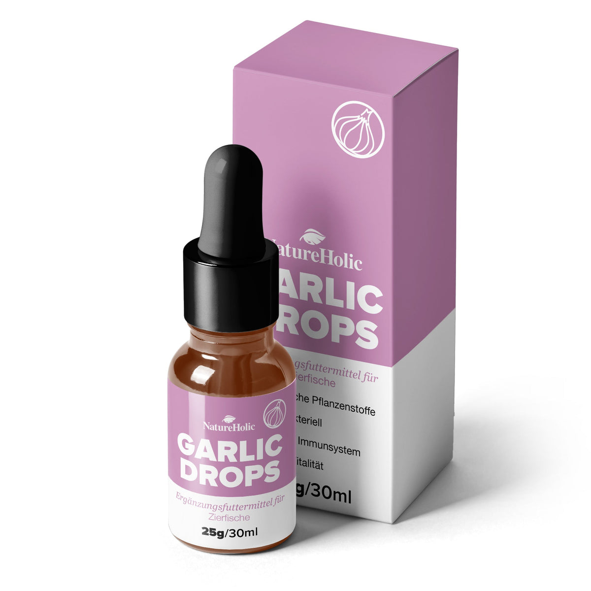 NatureHolic Garlic Drops – 500 Tropfen Knoblauch-Futterzusatz mit innovativer Gelformel für Vitalität & Immunsystem
