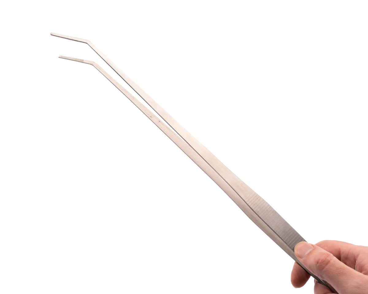 NatureHolic Scaping Tweezers curved silver - 48cm silberne Pflanzenpinzette