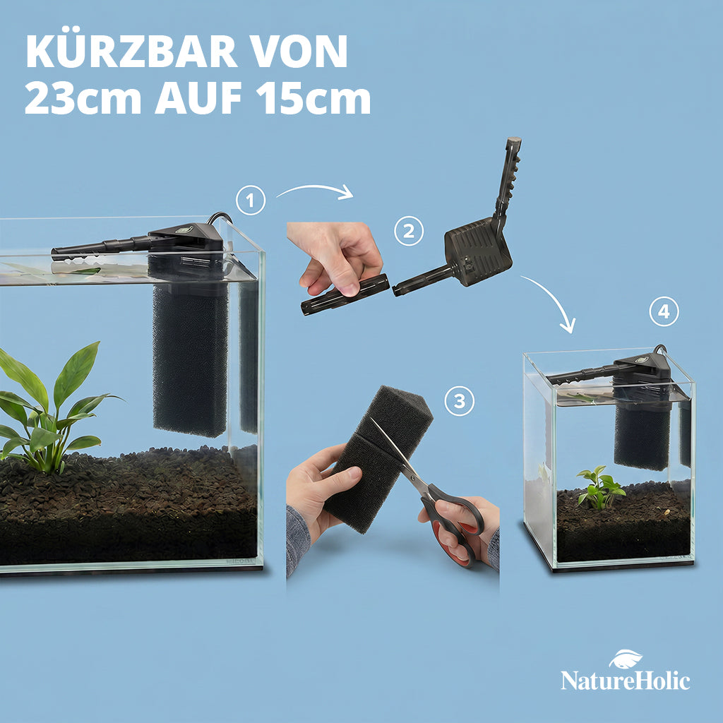 NatureHolic Nano Eckfilter – Der Garnelenfilter - 100% Garnelen- & babysicher