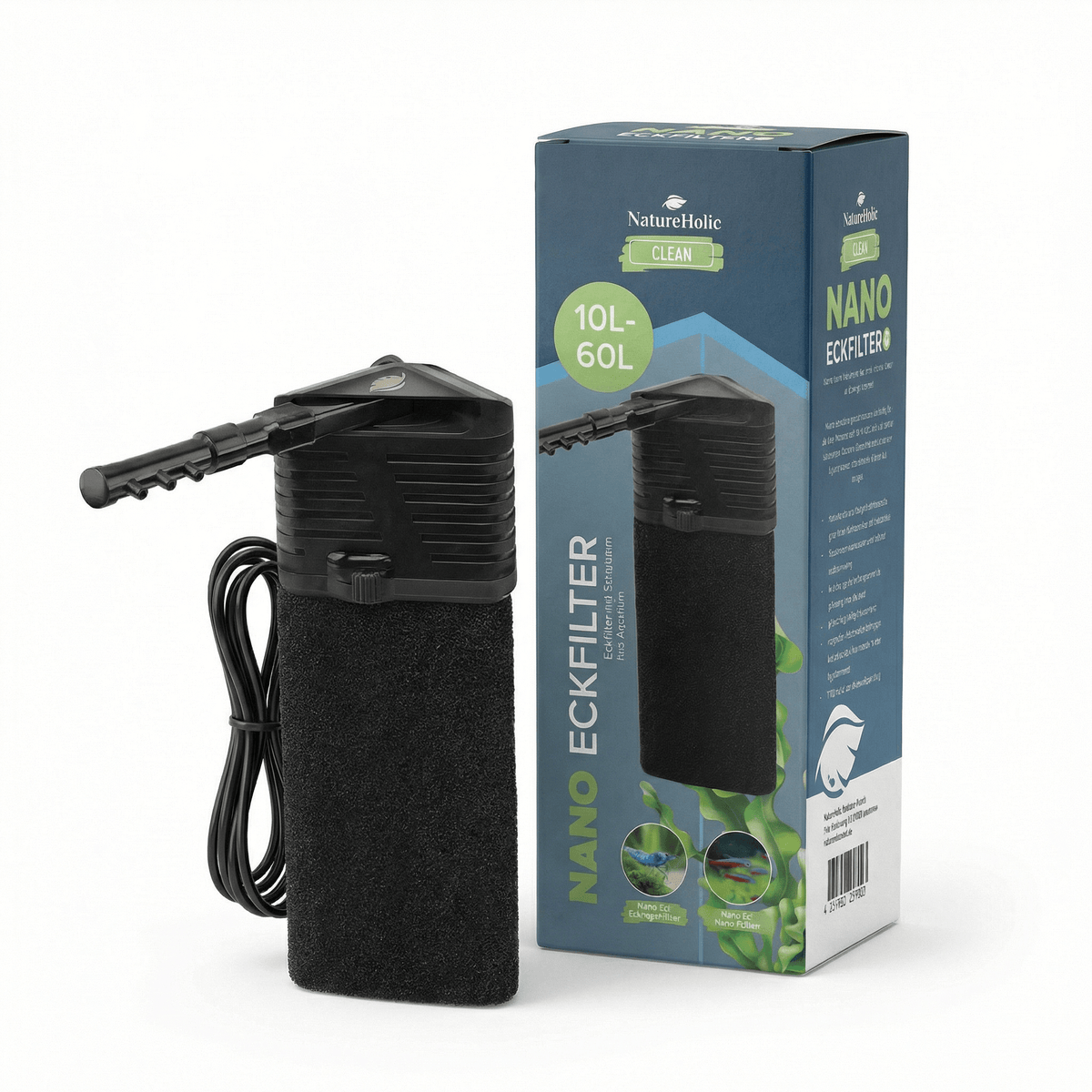 NatureHolic Nano Eckfilter – Der Garnelenfilter - 100% Garnelen- & babysicher