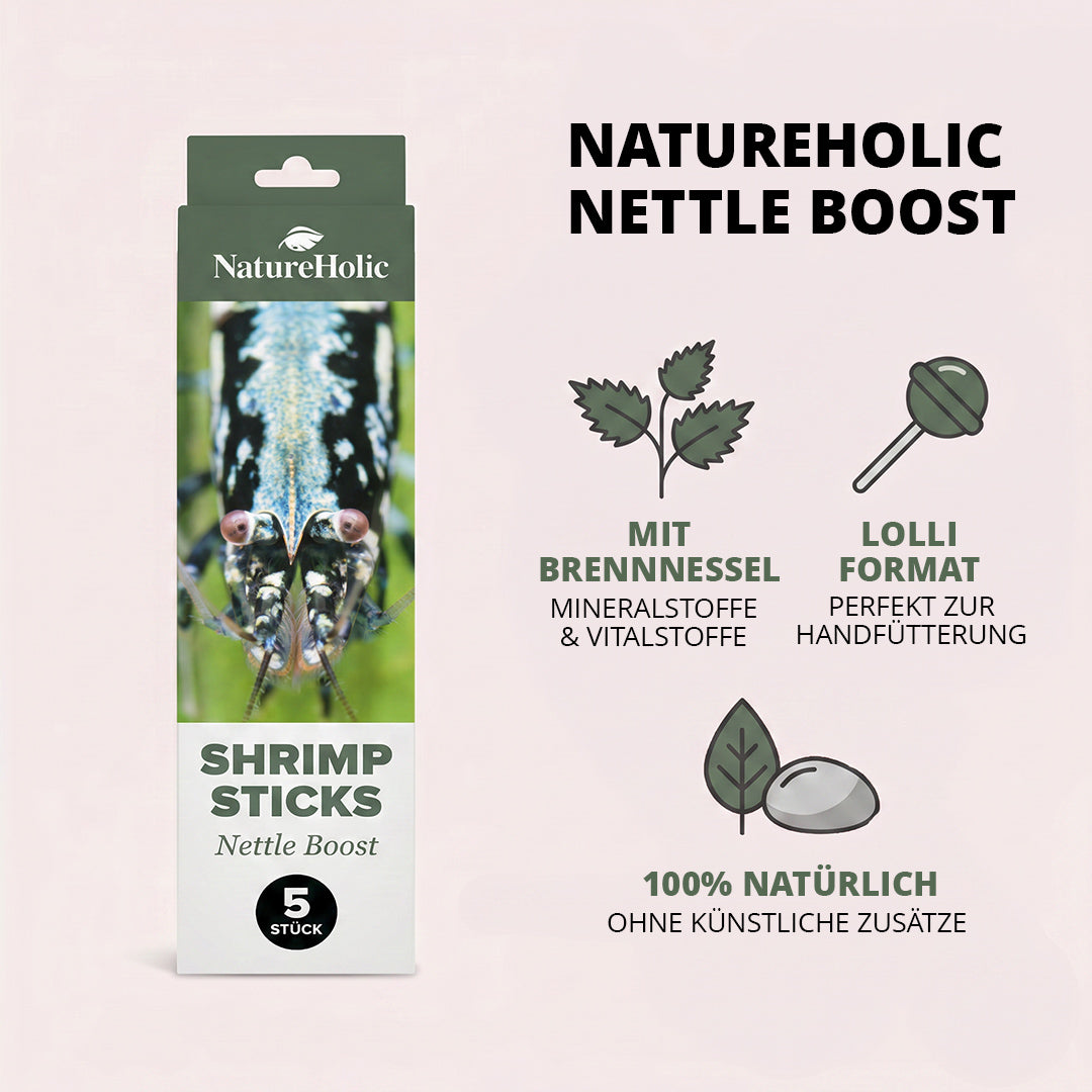 NatureHolic - Garnelen Lollies „Brennnessel Boost“ - 5 Lollis fürs Aquarium