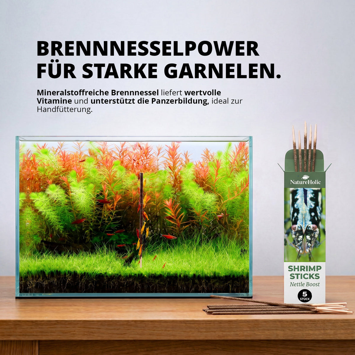 NatureHolic - Garnelen Lollies „Brennnessel Boost“ - 5 Lollis fürs Aquarium