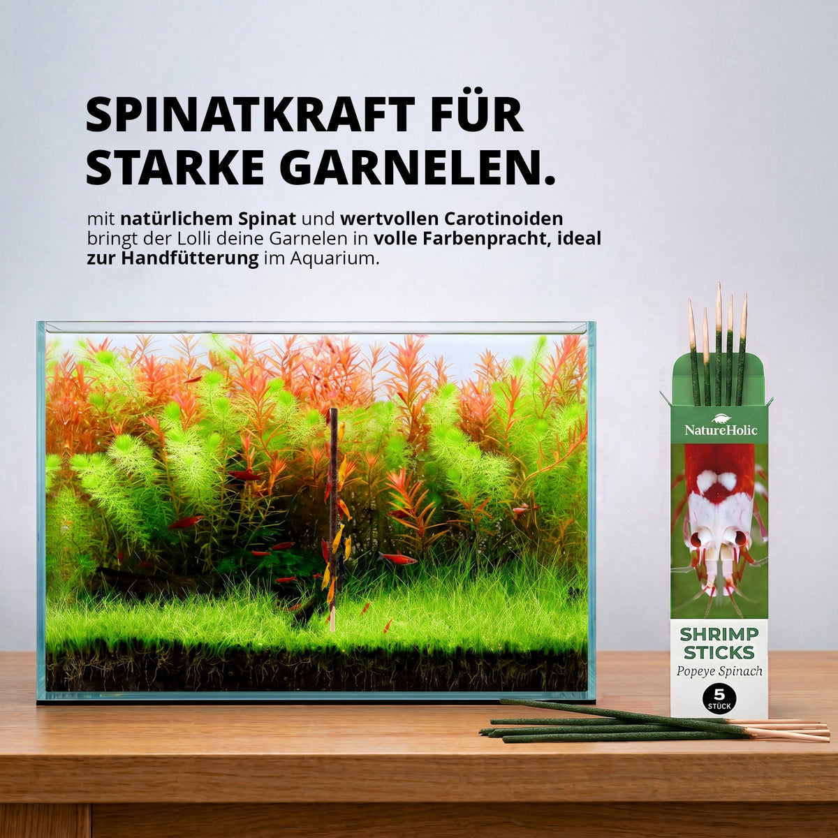 NatureHolic - Garnelen Lollies „Popeye - Spinat“ - 5 Lollis fürs Aquarium