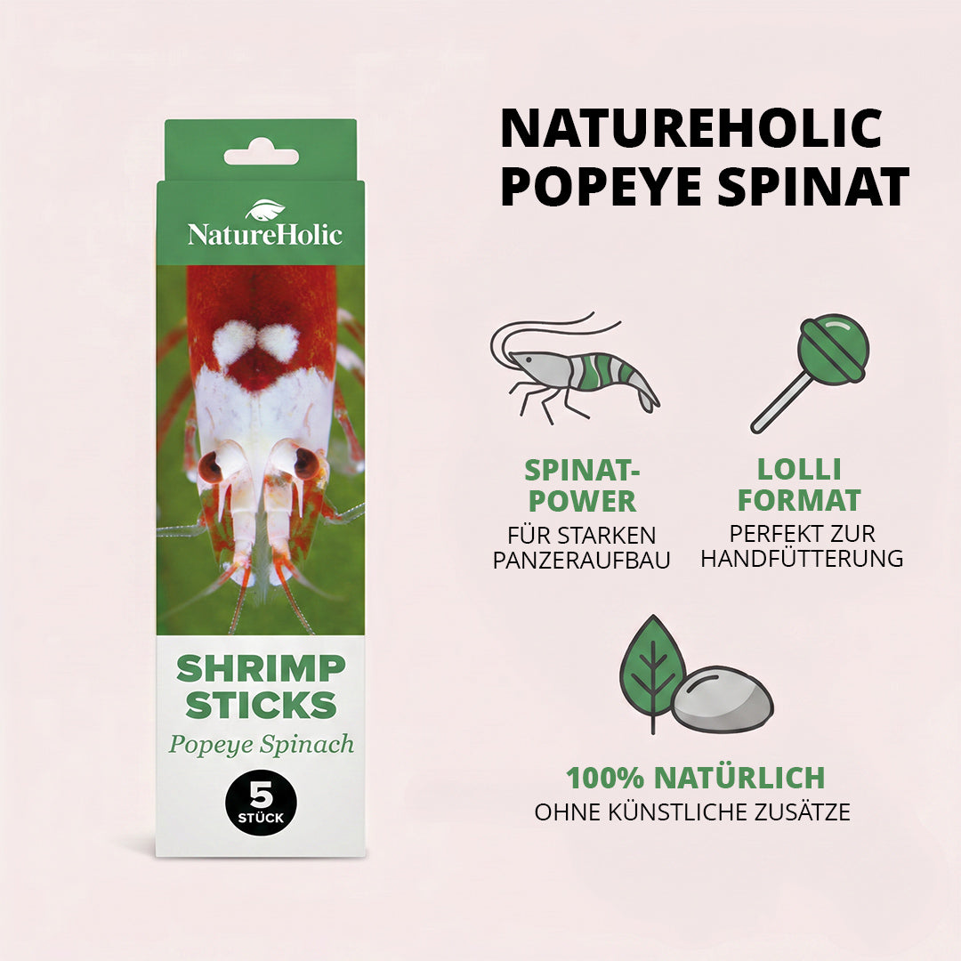 NatureHolic - Garnelen Lollies „Popeye - Spinat“ - 5 Lollis fürs Aquarium