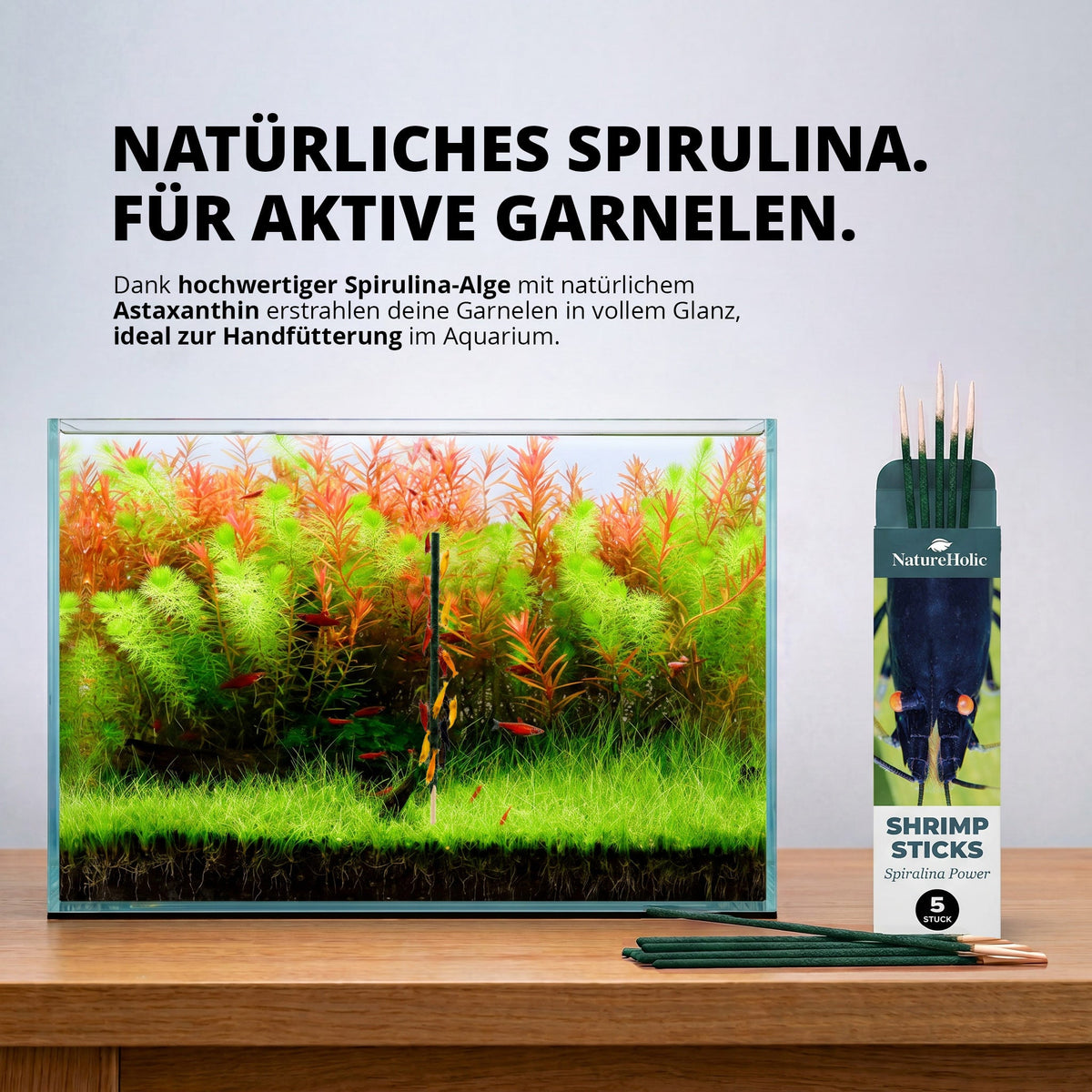 NatureHolic - Garnelen Lollies „Spirulinapower“ - 5 Lollis fürs Aquarium