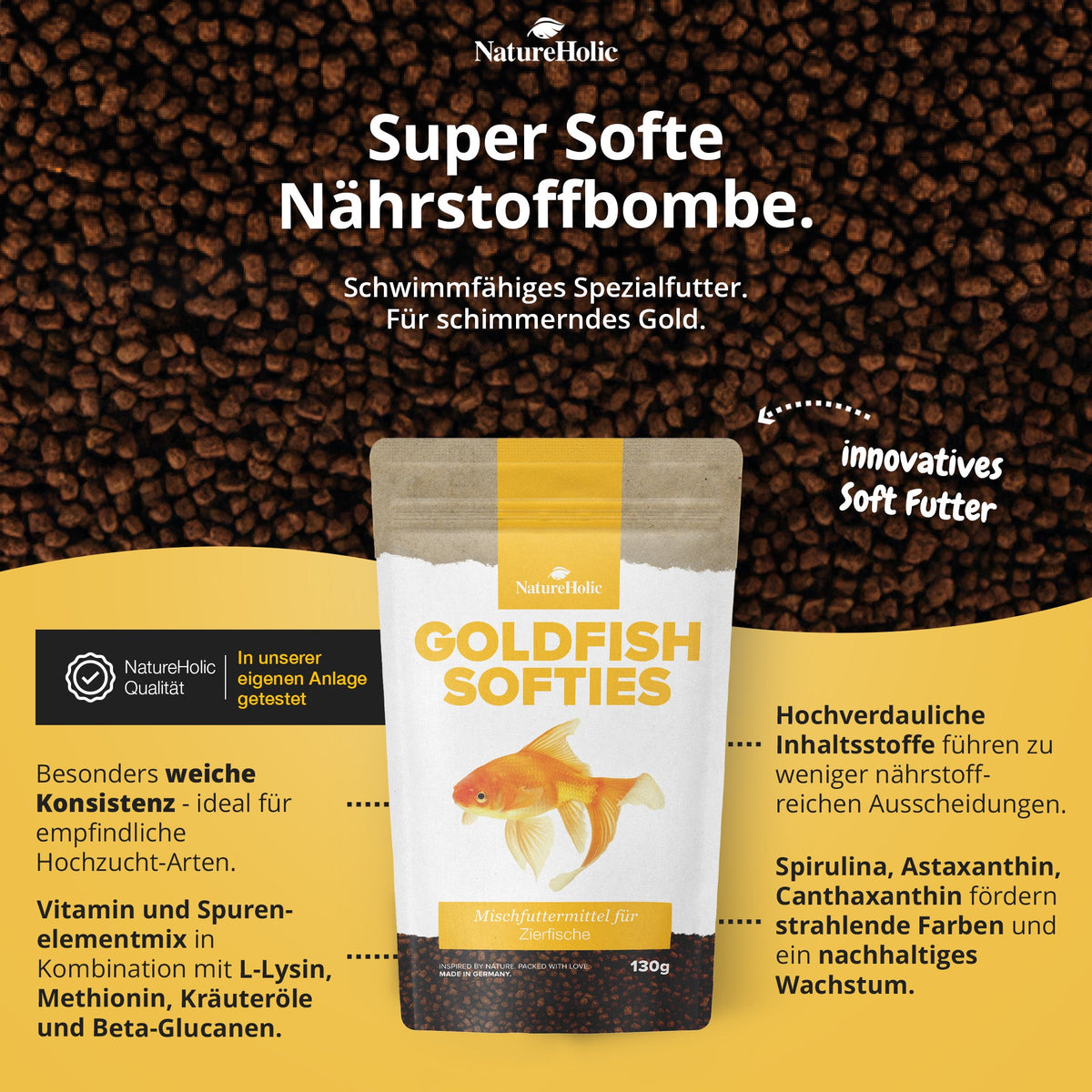 NatureHolic Goldfish Softies - Goldfischfutter - 130g