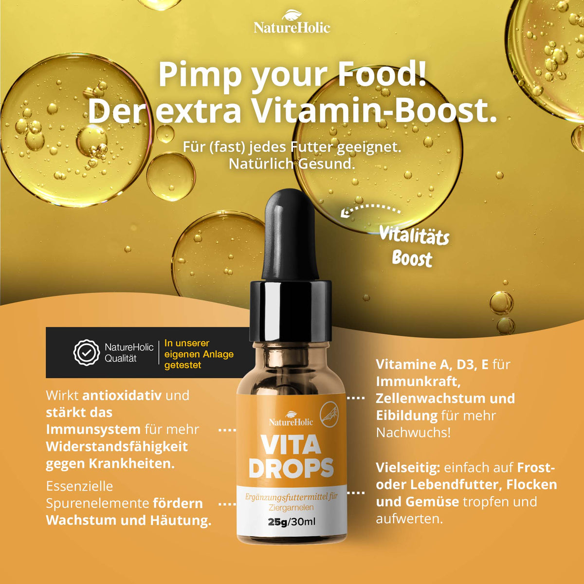 NatureHolic Vita Drops Shrimp - 30ml Garnelenfutter Zusatz für mehr Vitalität