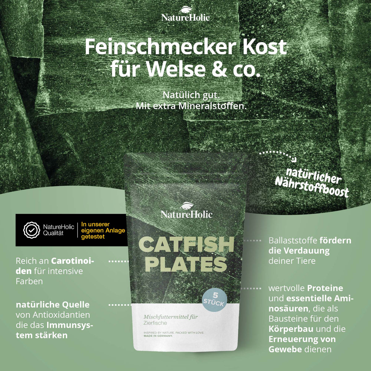 NatureHolic - CatfishPlates - Algentafeln (5 stk.) für alle Saugwelse / L - Welse