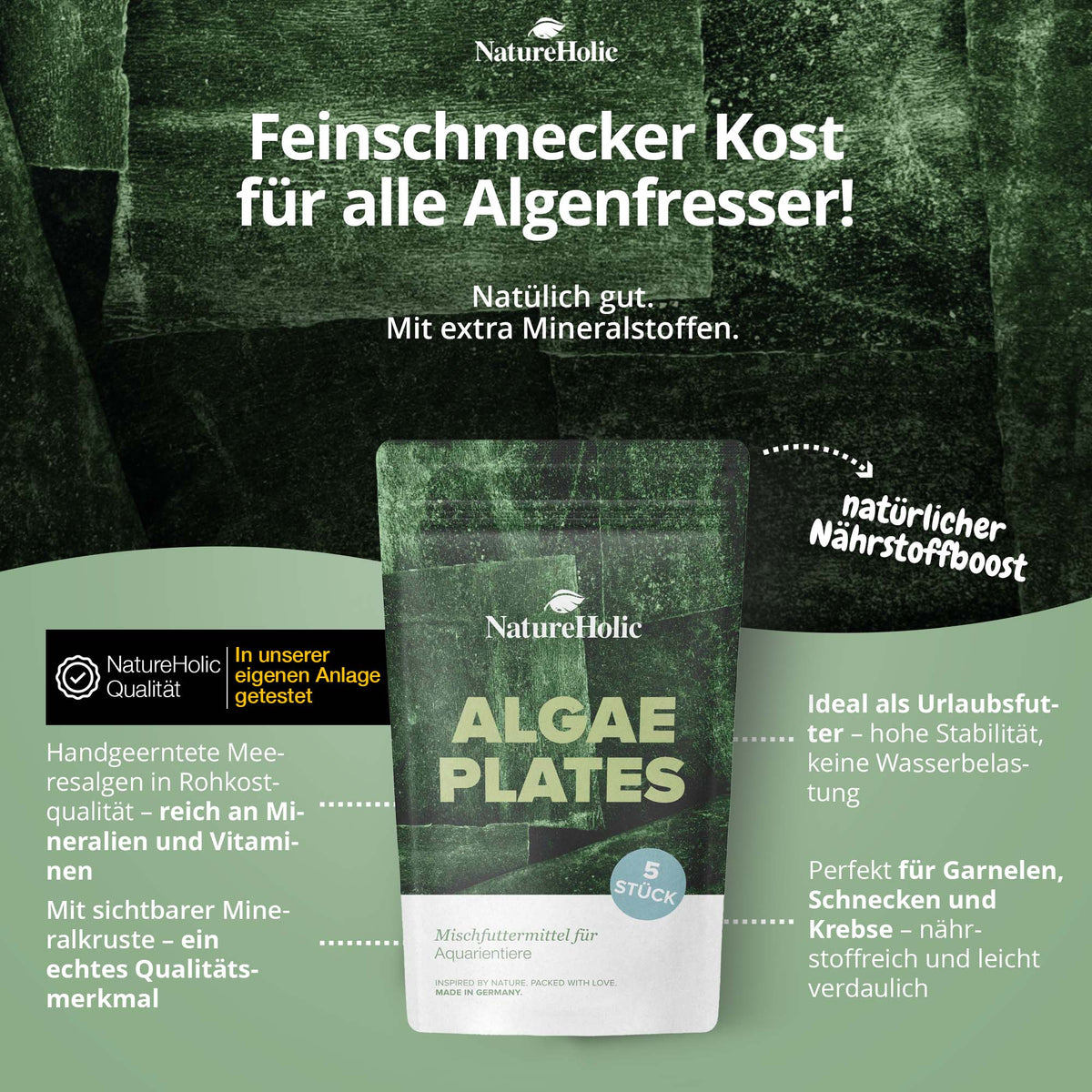AlgaePlate - 5 stk. - Aufwuchsfresser & Wochenendfutter für Wirbellose ( Algenplatten )