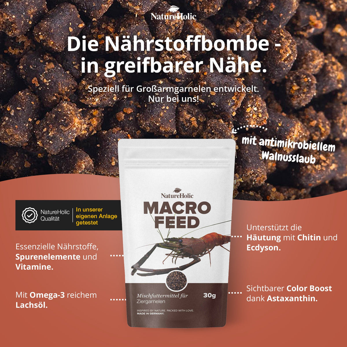 NatureHolic - Macrofeed / Großarmgarnelen-Futter - 30g