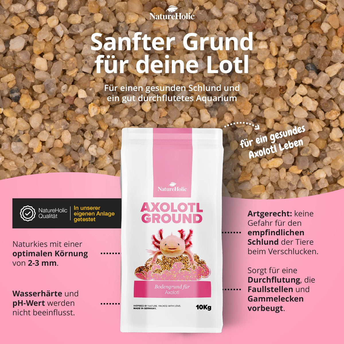 Axolotl Ground - 10kg Spezialbodengrund für Axolotl