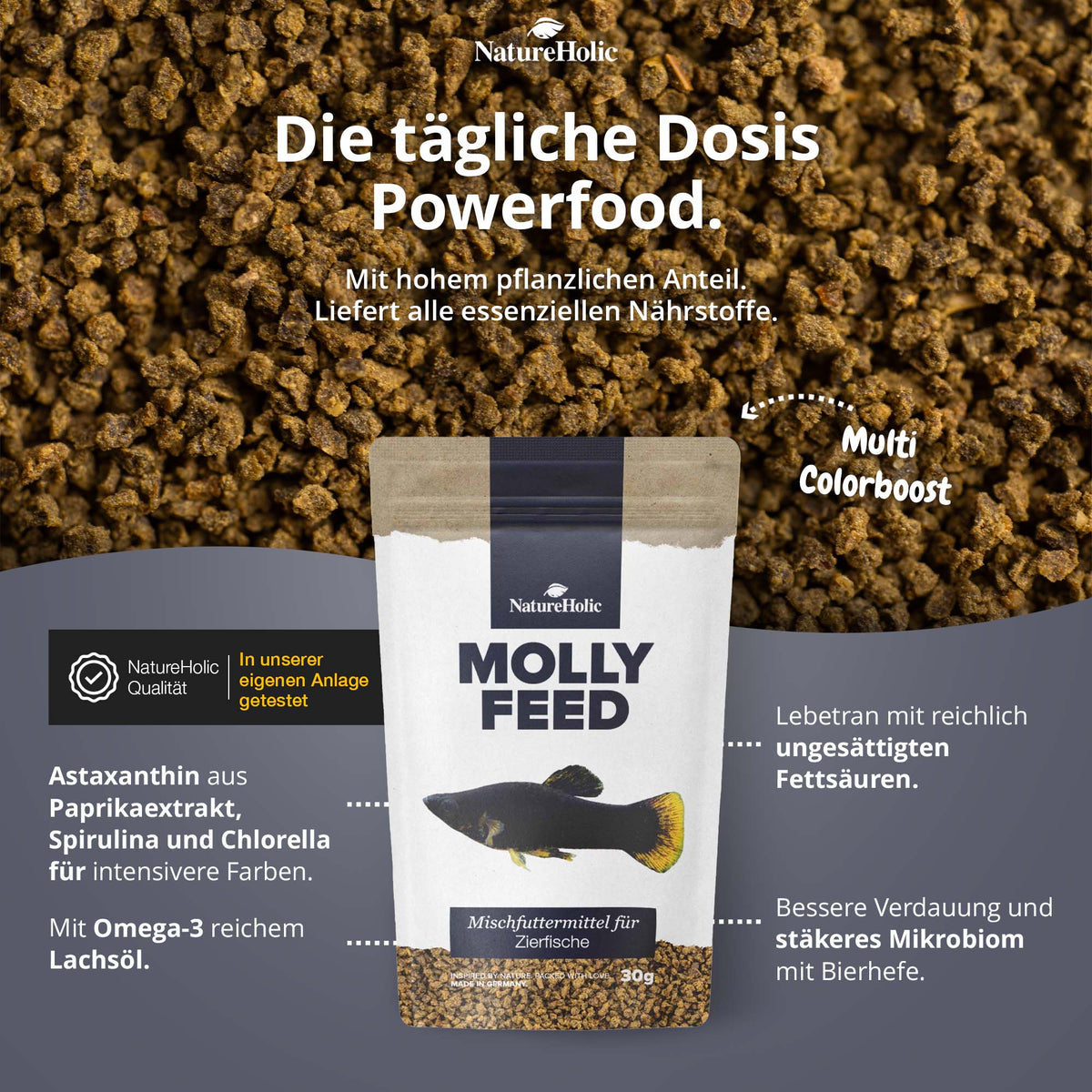 NatureHolic MollyFeed - Molly Futter - Fischfutter 30g