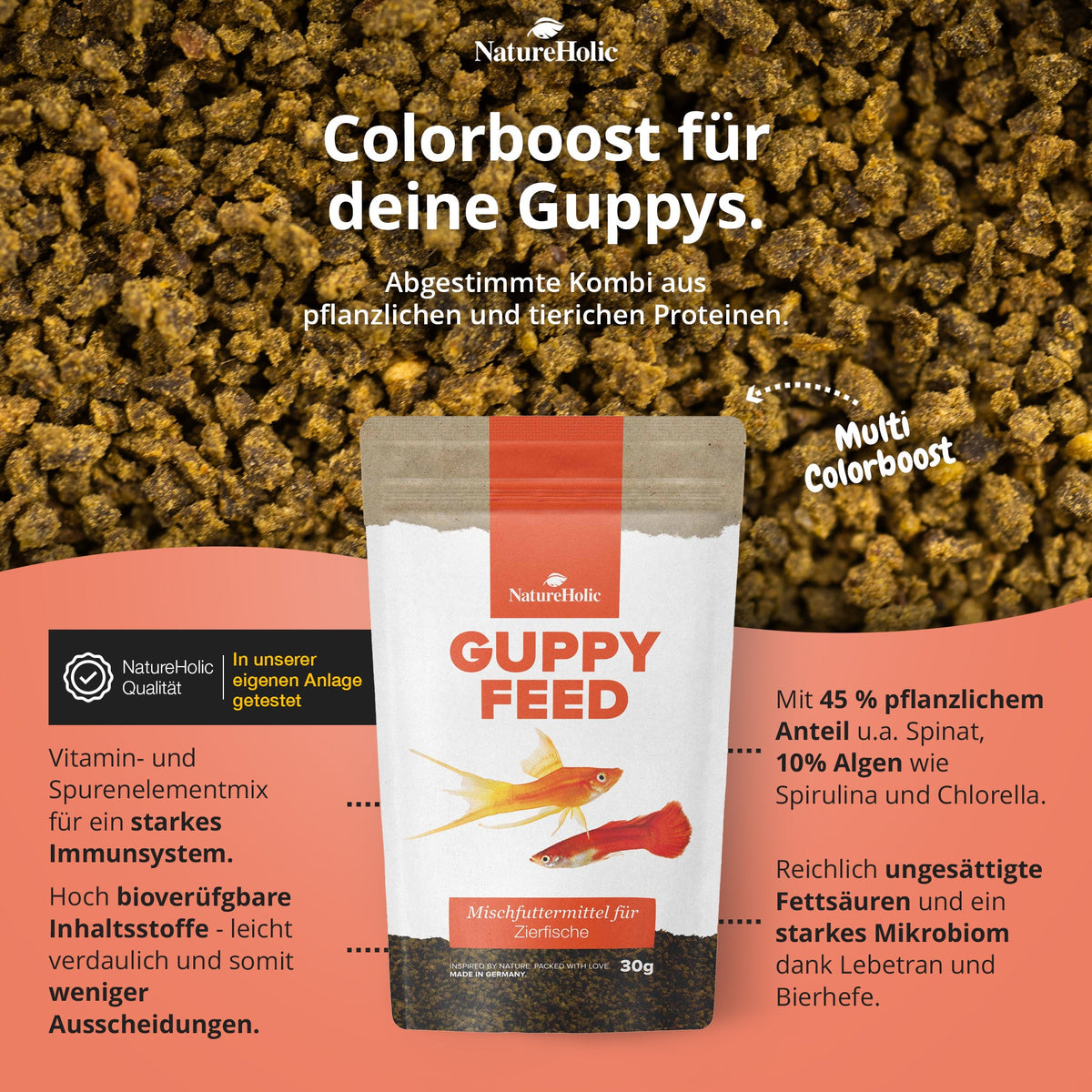 NatureHolic Guppyfeed – Premiumfutter für Guppys & Lebendgebärende