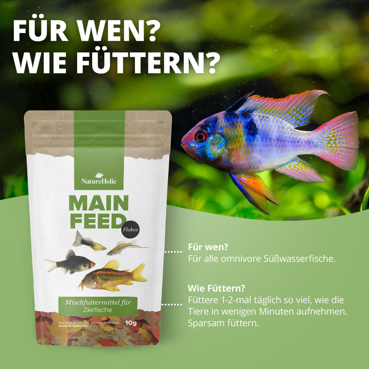 NatureHolic Hauptfeed "Flocke" - Zierfischhauptfutter - 10g