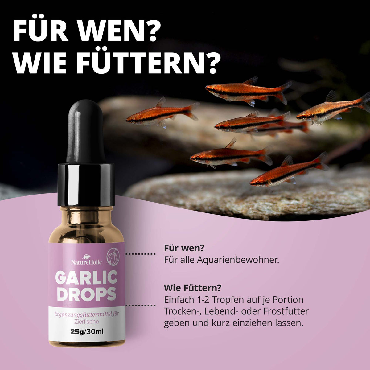NatureHolic Garlic Drops – 500 Tropfen Knoblauch-Futterzusatz mit innovativer Gelformel für Vitalität & Immunsystem