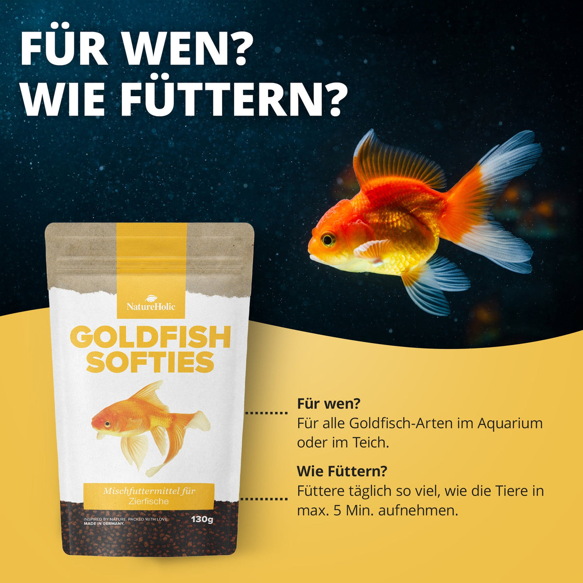 NatureHolic Goldfish Softies - Goldfischfutter - 130g