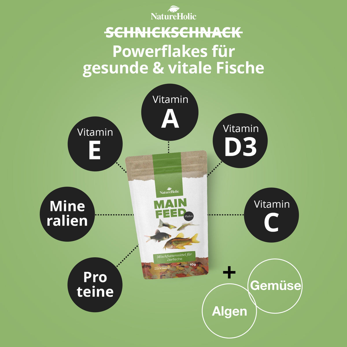 NatureHolic Hauptfeed "Flocke" - Zierfischhauptfutter - 10g