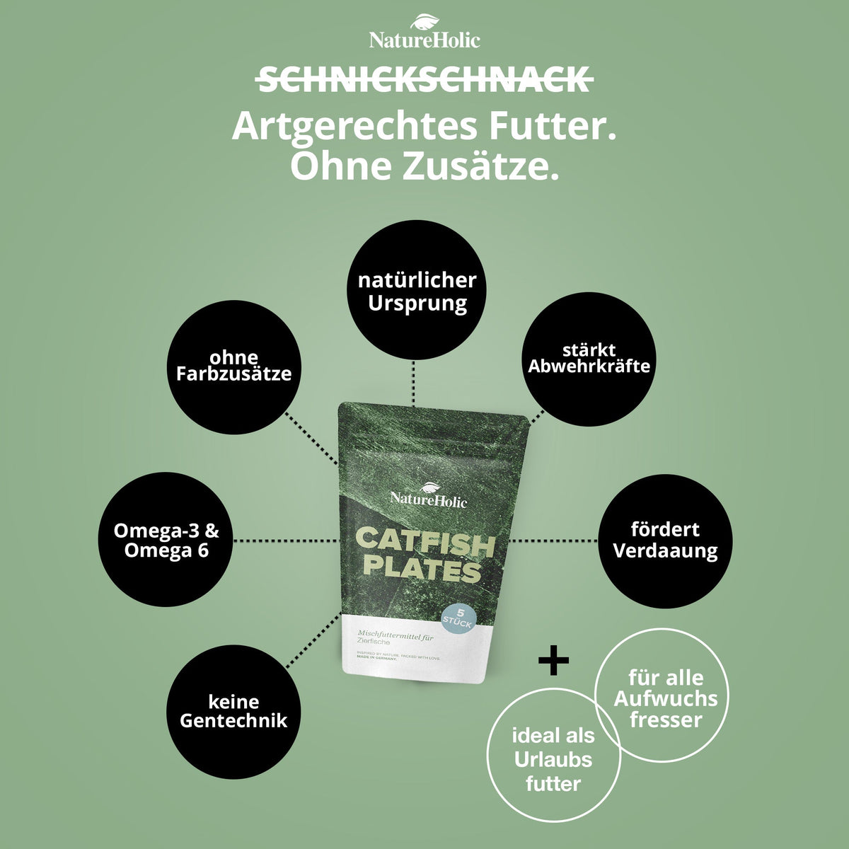 NatureHolic - CatfishPlates - Algentafeln (5 stk.) für alle Saugwelse / L - Welse
