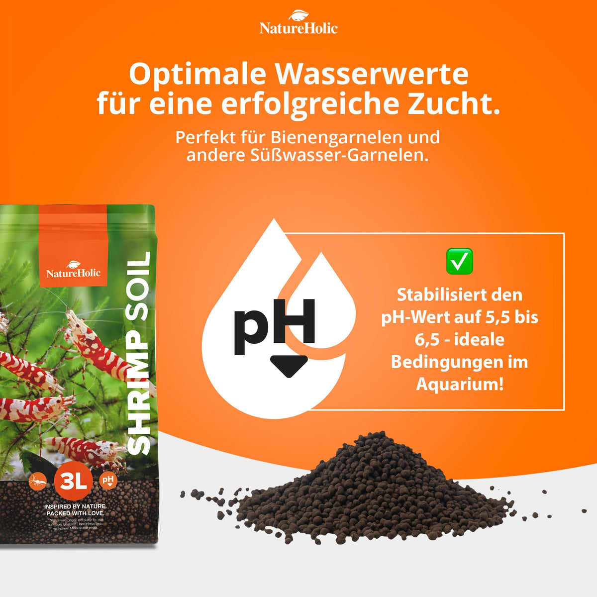 NatureHolic Shrimp Soil - Spezial Bodengrund für Garnelen im Aquarium