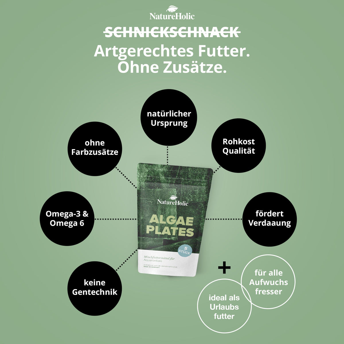 AlgaePlate - 5 stk. - Aufwuchsfresser & Wochenendfutter für Wirbellose ( Algenplatten )