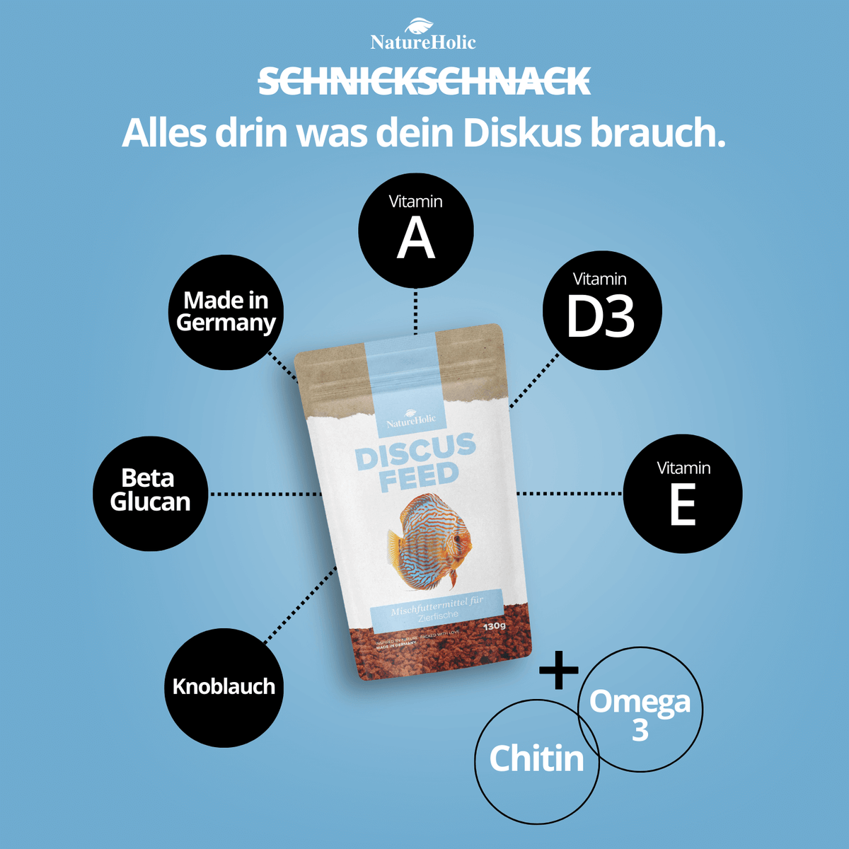 NatureHolic Discusfeed - 130g Granulatfutter für Diskusfische