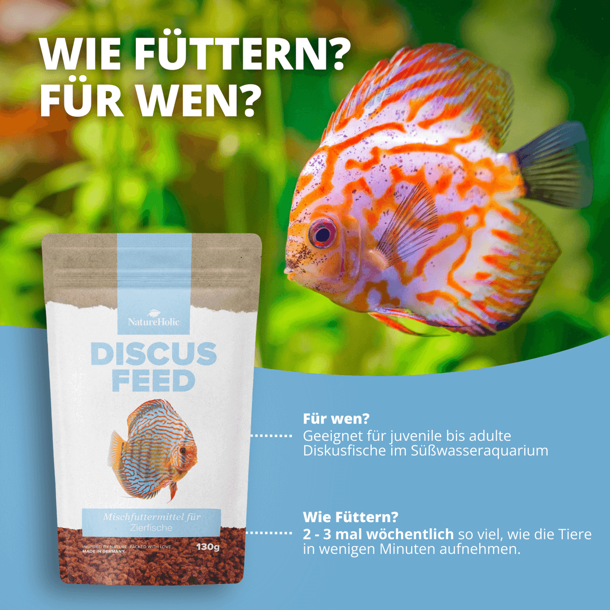 NatureHolic Discusfeed - 130g Granulatfutter für Diskusfische