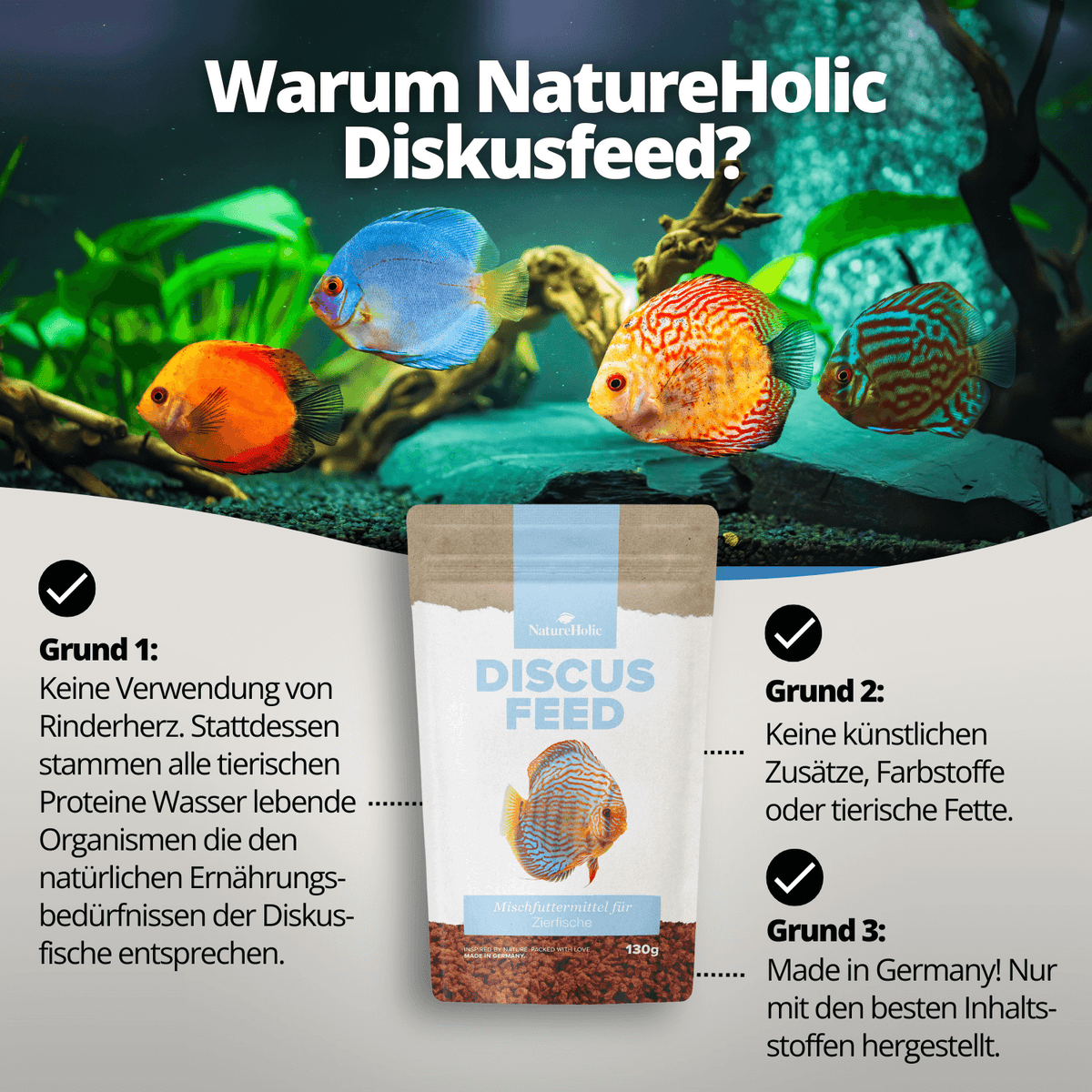 NatureHolic Discusfeed - 130g Granulatfutter für Diskusfische